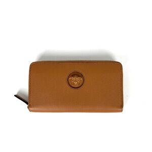 Authentic Versace La Medusa Long Zip Around Wallet Beige Leather   Wallet